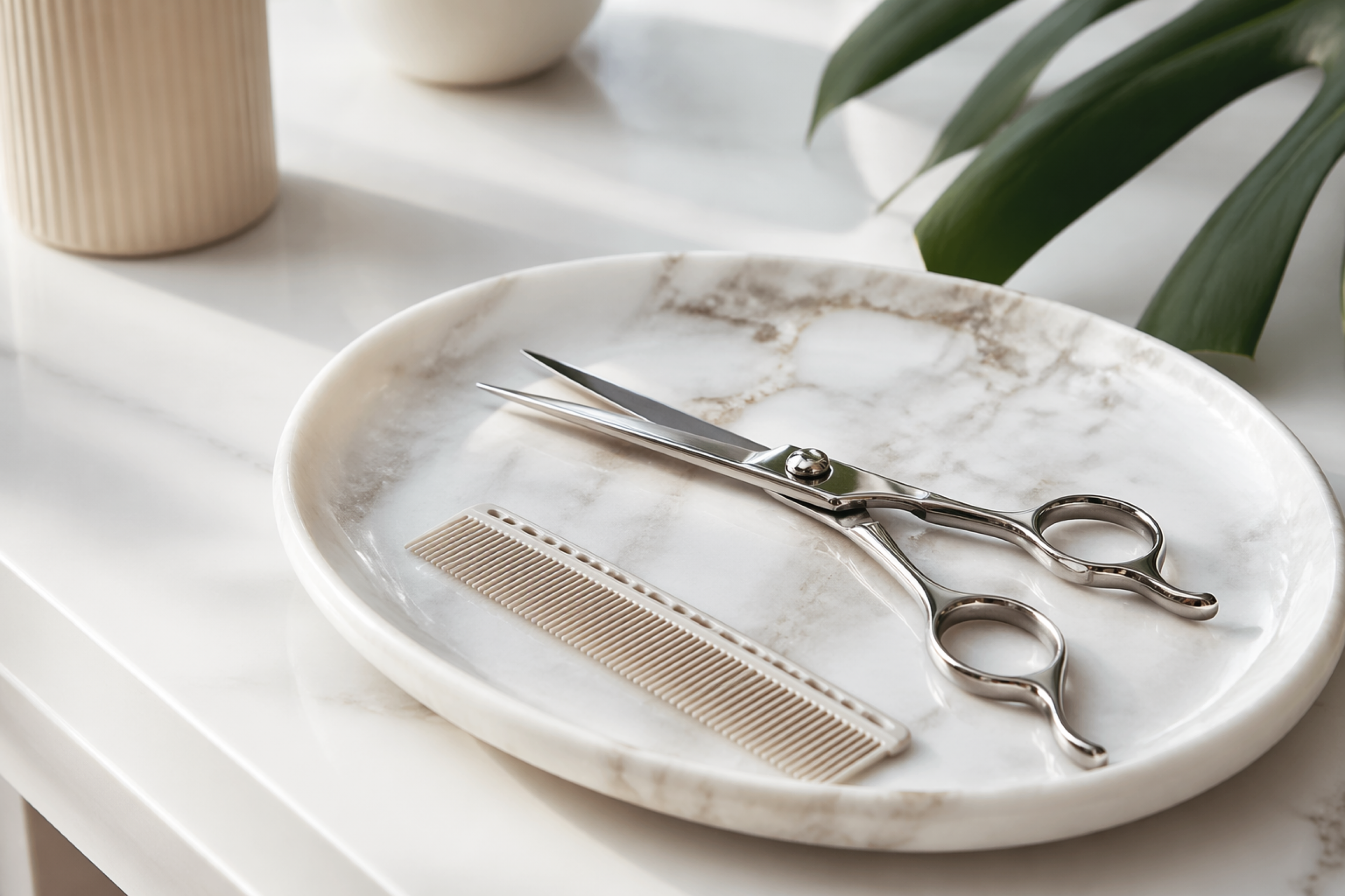Outils de coiffure dans un salon partenaire